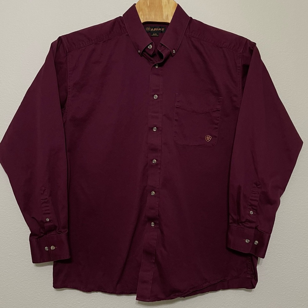 Ariat Solid Twill Classic Fit Long Sleeve Button Down Shirt Size XL - Picture 2 of 8